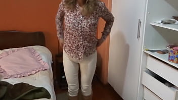 Stepmom comes home from work excited and starts touching herself asking me to fuck her