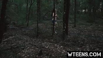 Scared brunette teen running topless fell in the arms of abusive guy Scared brunette teen running topless fell in the arms of abusive guy