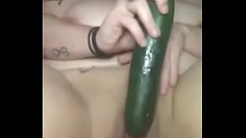 Amateur skank milf fucks herself with cucumber