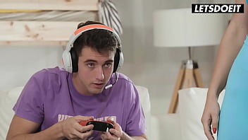 Hot chick won't let virgin dude play on console