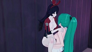 Hentai lesbian sex video game strap on fuck