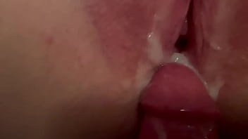 Dumping a thick load into her gaping pussy for a messy creampie