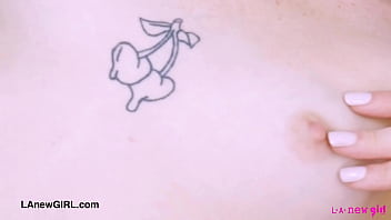 Aspiring brunette model naked close up