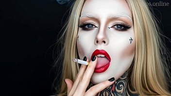 Smoke fetish smoking girl red lipstick ai movie