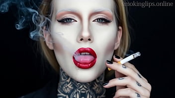 Smoke fetish smoking girl red lipstick ai movie