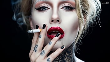 Smoke fetish smoking girl red lipstick ai movie