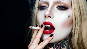 Smoke fetish smoking girl red lipstick ai movie