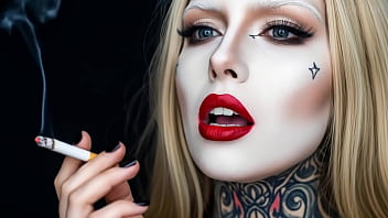 Smoke fetish smoking girl red lipstick ai movie
