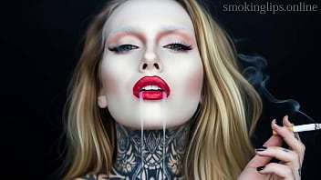 Smoke fetish smoking girl red lipstick ai movie