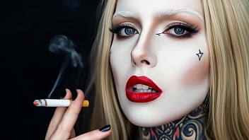 Smoke fetish smoking girl red lipstick ai movie