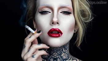 Smoke fetish smoking girl red lipstick ai movie