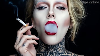 Smoke fetish smoking girl red lipstick ai movie