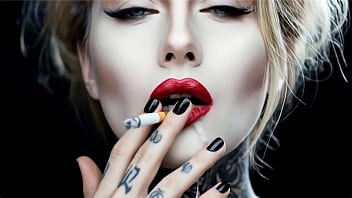 Smoke fetish smoking girl red lipstick ai movie