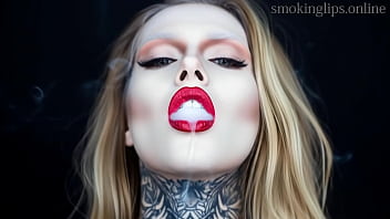 Smoke fetish smoking girl red lipstick ai movie