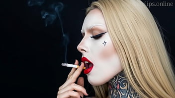 Smoke fetish smoking girl red lipstick ai movie