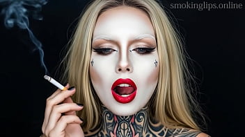 Smoke fetish smoking girl red lipstick ai movie