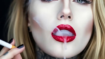 Smoke fetish smoking girl red lipstick ai movie