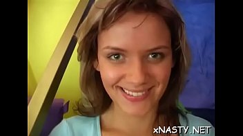 Teen babe sucks and then fucks her hung concupiscent paramour