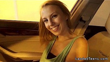 Blonde teen pov blowjob and fucks on backseat
