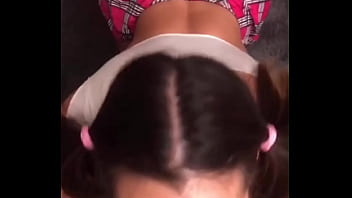 Role play horny young woman shows her tits to the teacher in exchange for a sweet blowjob