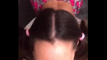 Role play horny young woman shows her tits to the teacher in exchange for a sweet blowjob