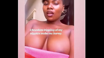 Chocolate dipping of my nipples make me horny #tittytuesday