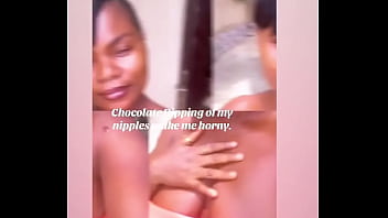 Chocolate dipping of my nipples make me horny #tittytuesday