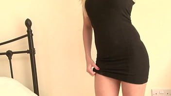 Purefilmstv stunning blonde strips and touches herself on bed