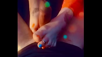 Prettyfeetelite barefoot goddess twinkletoes handjob and footjob ignoring husband while on the phone with lover with slo mo cumshot