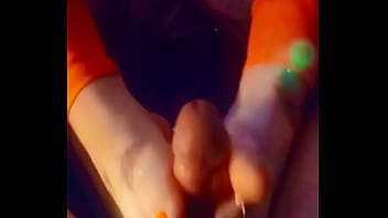 Prettyfeetelite barefoot goddess twinkletoes handjob and footjob ignoring husband while on the phone with lover with slo mo cumshot