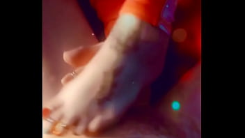 Prettyfeetelite barefoot goddess twinkletoes handjob and footjob ignoring husband while on the phone with lover with slo mo cumshot