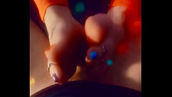 Prettyfeetelite barefoot goddess twinkletoes handjob and footjob ignoring husband while on the phone with lover with slo mo cumshot