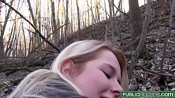 Public pick ups euro blonde bangs outdoors starring nikky dream