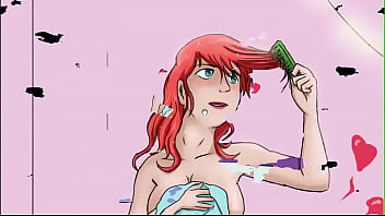 Dibujo rápido de una chica pelirroja desnuda con una toalla