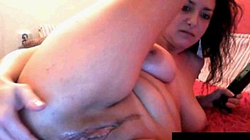 Latin milf works her ass with huge dildo porn