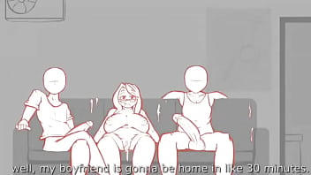 Cartoon milf cheat her bf with two friends