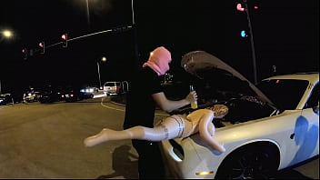 Redkey montana slams sex doll in public interracial