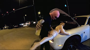 Redkey montana slams sex doll in public interracial