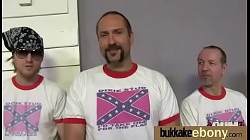 Naughty black wife gang banged by white friends 23