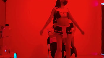 A scruffy man invites us to an exclusive catwalk to perform a sexy dance in erotic lingerie