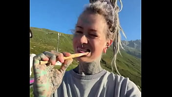 Brushing my teeth with this beautiful background what's your favorite way to start the day #morningroutine #bru