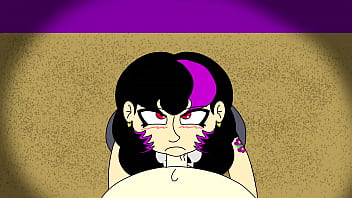 Gothic gal gives head to lucky nerd