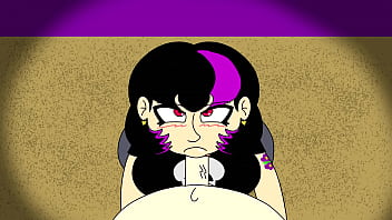 Gothic gal gives head to lucky nerd