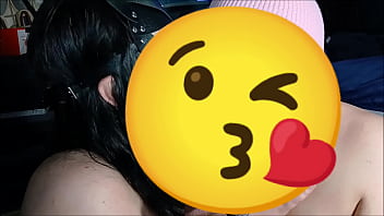 Two young pretty girls share a big dick and swap the cum