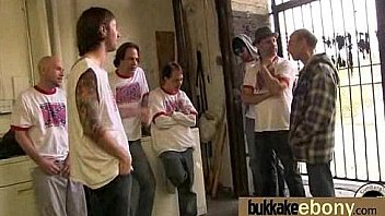 Ebony babe sucks too many white cocks 23