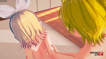 Vocaloid hentai len se folla a rin a cuatro patas
