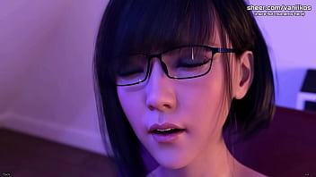 Freshwomen petite nerdy asian teen rides a big dick and gets her little pussy creampied 3d animated porn game part #12