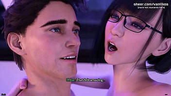 Freshwomen petite nerdy asian teen rides a big dick and gets her little pussy creampied 3d animated porn game part #12