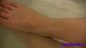 Hot chubby babe with nice ass playing in the bathtub