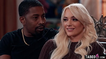 Blonde wife with black husband is not sure she is ready for a threesome today